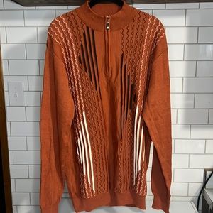 Miko Men's Rust Orange Pull Over 1/4 Zip Sweater size 2XL 112520-9 D2